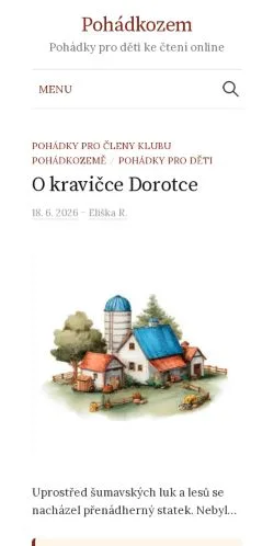 Anteprima del sito Pohádkozem, media di Cechia per articoli sponsorizzati