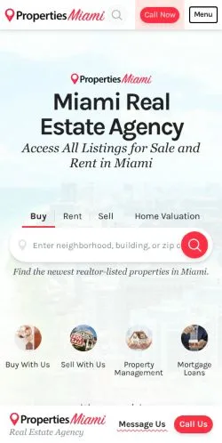 Forhåndsvisning av nettstedet Properties Miami, medium fra USA for sponsede artikler
