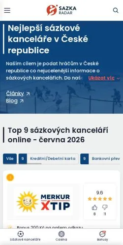 Anteprima del sito Sazka Radar, media di Cechia per articoli sponsorizzati