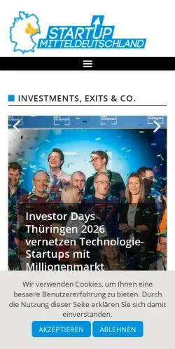 Pré-visualização do site Startup Mitteldeutschland, meio de Alemanha para artigos patrocinados