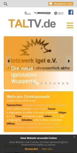 Förhandsvisning av webbplatsen TALTV Wuppertal, medium i Tyskland för sponsrade artiklar