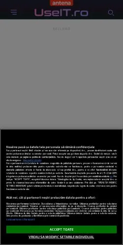 Pré-visualização do site UseIT, meio de Romênia para artigos patrocinados