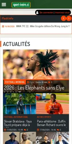 Pré-visualização do site Sport Ivoire, meio de França para artigos patrocinados