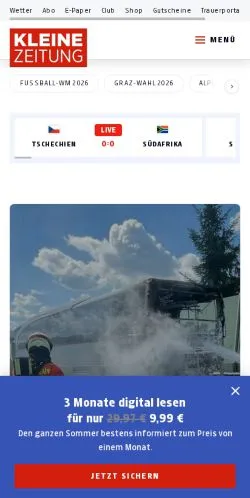 Podgląd witryny Kleine Zeitung, medium z kraju Austria do artykułów sponsorowanych