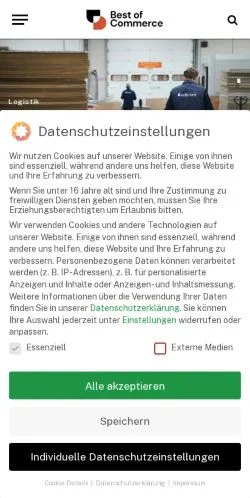 Vista previa del sitio Best Of Commerce, medio de Alemania para artículos patrocinados