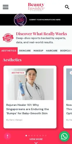 Anteprima del sito Beauty Insider, media di Regno Unito per articoli sponsorizzati