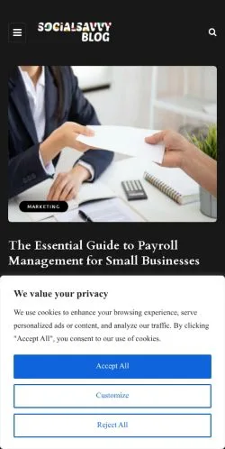 Anteprima del sito Social Savvy Blog, media di Stati Uniti per articoli sponsorizzati
