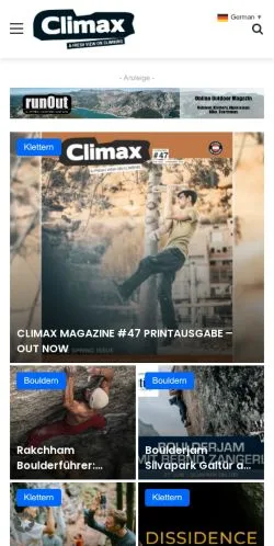 Anteprima del sito Climax Magazin, media di Germania per articoli sponsorizzati