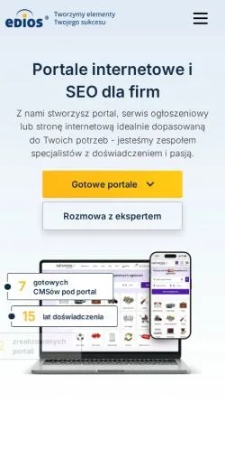 Forhåndsvisning av nettstedet Edios, medium fra Polen for sponsede artikler
