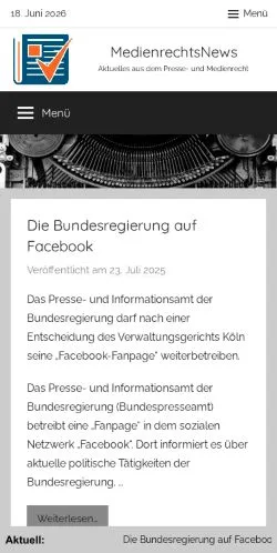 Anteprima del sito MedienrechtsNews, media di Germania per articoli sponsorizzati