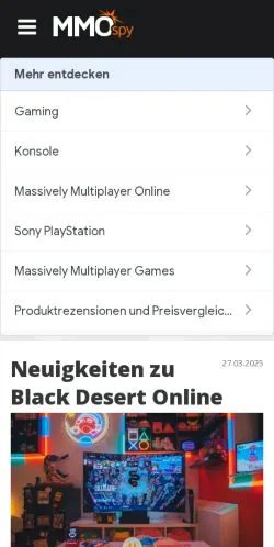 Anteprima del sito MMOspy, media di Germania per articoli sponsorizzati
