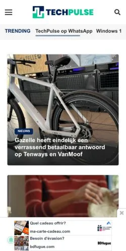 Forhåndsvisning av nettstedet TechPulse, medium fra Belgia for sponsede artikler