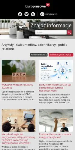 Anteprima del sito Wirtualne Biura Prasowe, media di Polonia per articoli sponsorizzati