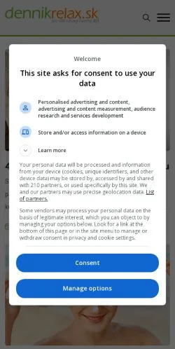 Anteprima del sito Denník Relax, media di Slovacchia per articoli sponsorizzati