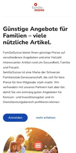 Anteprima del sito familleSuisse, media di Svizzera per articoli sponsorizzati