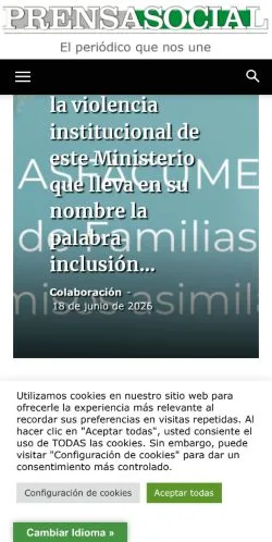 Anteprima del sito Prensa Social, media di Spagna per articoli sponsorizzati