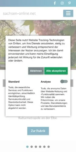 Anteprima del sito Sachsen Online, media di Germania per articoli sponsorizzati