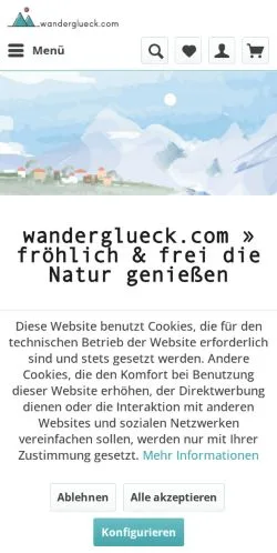 Vista previa del sitio Wanderglueck, medio de Alemania para artículos patrocinados