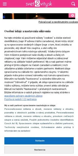 Anteprima del sito Svetevity, media di Slovacchia per articoli sponsorizzati