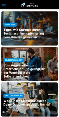 Anteprima del sito Mystartups, media di Germania per articoli sponsorizzati