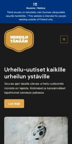 Anteprima del sito Urheilutänään, media di Finlandia per articoli sponsorizzati