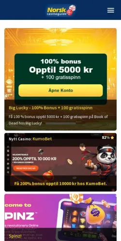 Anteprima del sito Norskcasinoguide, media di Norvegia per articoli sponsorizzati