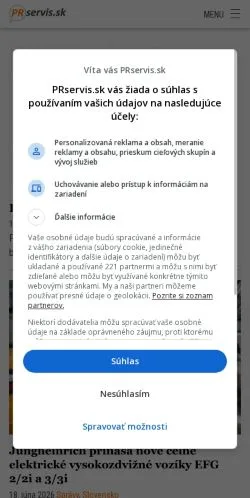 Sponsorlu makaleler için Slovakya medyası PR Servis sitesinin önizlemesi