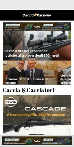 Pré-visualização do site Caccia Passione, meio de Itália para artigos patrocinados