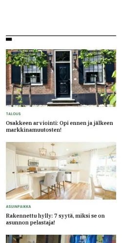스폰서 기사용 핀란드 매체 asunnonhoito.fi 사이트 미리보기