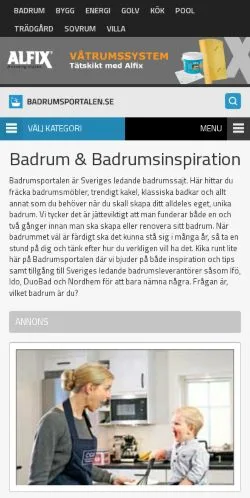 Anteprima del sito Badrumsportalen, media di Svezia per articoli sponsorizzati