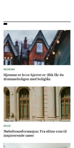 Vista previa del sitio boligbris.com, medio de Noruega para artículos patrocinados