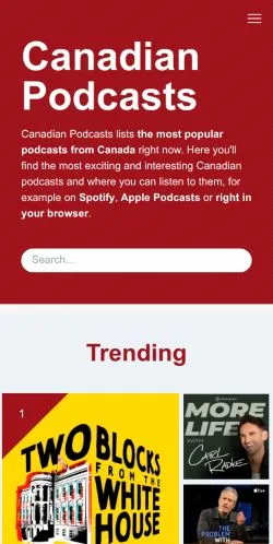 Vista previa del sitio Canadian Podcasts, medio de Estados Unidos para artículos patrocinados