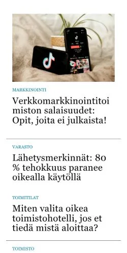 Anteprima del sito parasyritys.fi, media di Finlandia per articoli sponsorizzati
