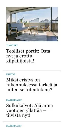 Anteprima del sito rakentamisenaihe.fi, media di Finlandia per articoli sponsorizzati