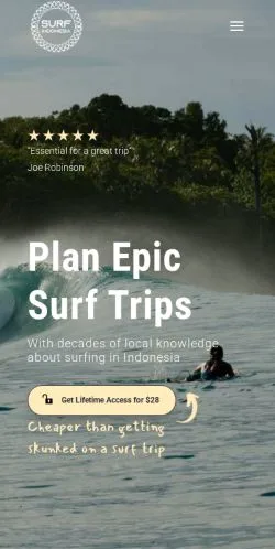 스폰서 기사용 미국 매체 Surf Indonesia 사이트 미리보기