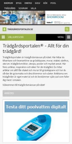 Podgląd witryny Trädgårdsportalen, medium z kraju Szwecja do artykułów sponsorowanych