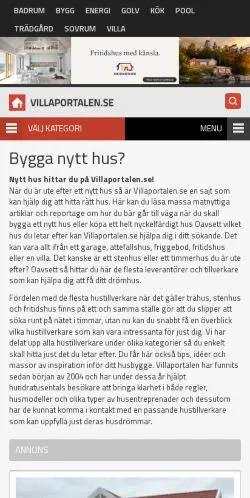 Anteprima del sito Villaportalen, media di Svezia per articoli sponsorizzati