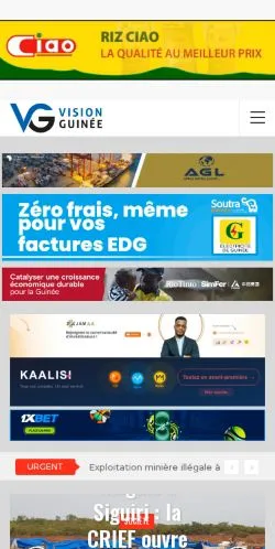 Podgląd witryny Vision Guinee, medium z kraju Francja do artykułów sponsorowanych