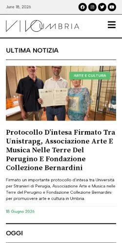 Anteprima del sito Vivo Umbria, media di Italia per articoli sponsorizzati