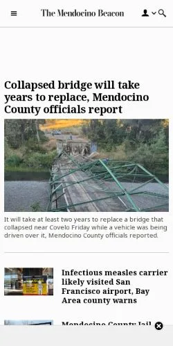 Podgląd witryny Mendocino Beacon, medium z kraju Stany Zjednoczone do artykułów sponsorowanych