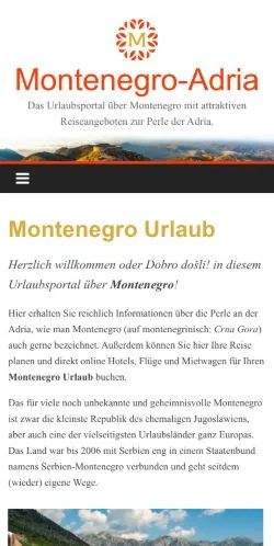 Anteprima del sito Urlaub in Montenegro, media di Germania per articoli sponsorizzati