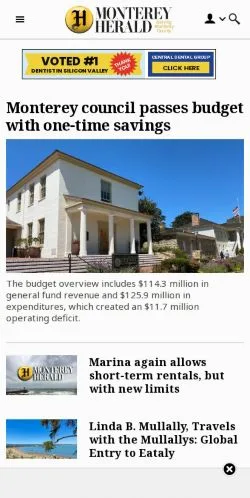 Anteprima del sito Monterey Herald, media di Stati Uniti per articoli sponsorizzati