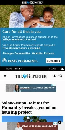 Förhandsvisning av webbplatsen The Reporter, medium i USA för sponsrade artiklar