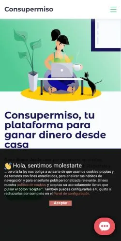 Vista previa del sitio Consupermiso, medio de España para artículos patrocinados