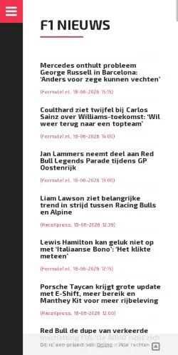 Anteprima del sito F1 News, media di Belgio per articoli sponsorizzati
