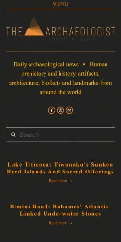 スポンサード記事向けのアメリカ合衆国メディア、The Archaeologistのサイトプレビュー