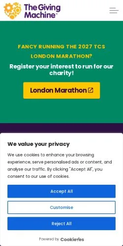 Anteprima del sito TheGivingMachine, media di Regno Unito per articoli sponsorizzati