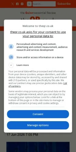 Anteprima del sito The Quinntessential Review, media di Regno Unito per articoli sponsorizzati
