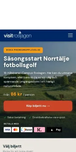 Anteprima del sito Visit Roslagen, media di Svezia per articoli sponsorizzati