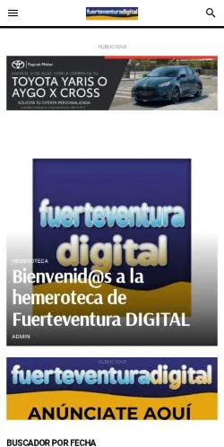 Anteprima del sito La Hemeroteca de Fuerteventura Digital, media di Spagna per articoli sponsorizzati